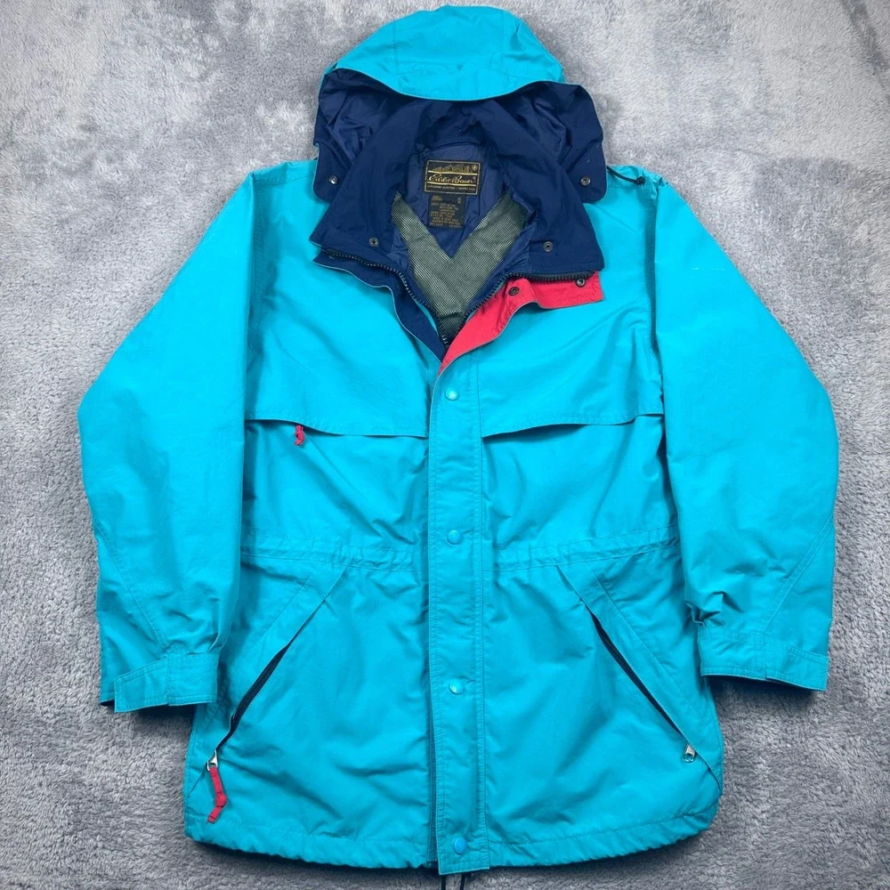 Eddie Bauer Gore-Tex Parka Mens Medium Turquoise Vintage 90s MountainJacket 7343